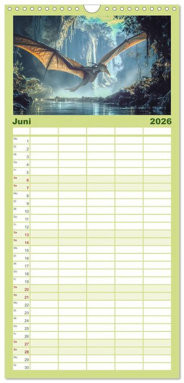Produktbild: Familienplaner 2026 - Giganten der Urzeit mit 5 Spalten (Wandkalender, 21 x 45 cm) CALVENDO