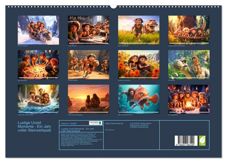 Produktbild: Lustige Urzeit Momente - Ein Jahr voller Steinzeitspa&szlig; (hochwertiger Premium Wandkalender 2026 DIN A2 quer), Kunstdruck in Hochglanz