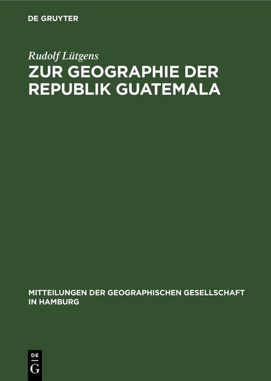 Produktbild: Zur Geographie der Republik Guatemala