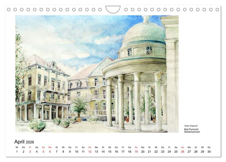 Produktbild: Pinselspuren einer Deutschlandreise - 12 Aquarelle von Dieter Klapproth (Wandkalender 2026 DIN A4 quer), CALVENDO Monatskalender