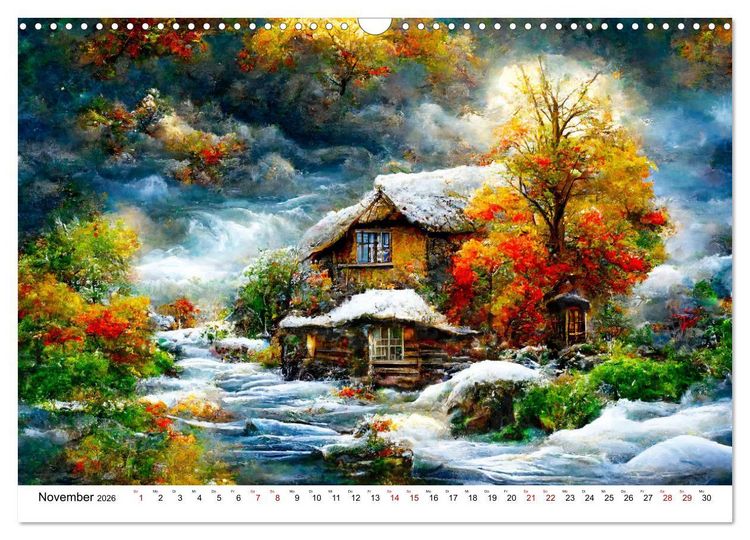 Produktbild: Fantasie Cottages - Ein Jahr durch die M&auml;rchenwelt (Wandkalender 2026 DIN A3 quer), CALVENDO Monatskalender