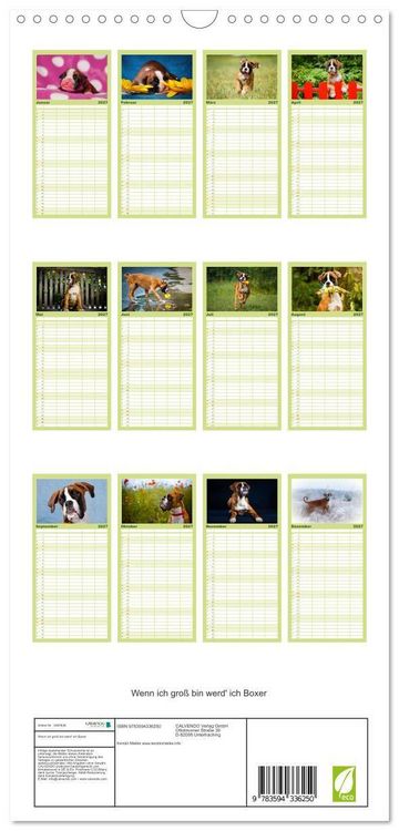 Produktbild: Familienplaner 2027 - Wenn ich gro&szlig; bin werd' ich Boxer mit 5 Spalten (Wandkalender, 21 x 45 cm) CALVENDO