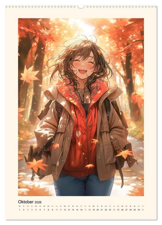 Produktbild: Manga Girls - ein gl&uuml;ckliches Jahr (hochwertiger Premium Wandkalender 2026 DIN A2 hoch), Kunstdruck in Hochglanz