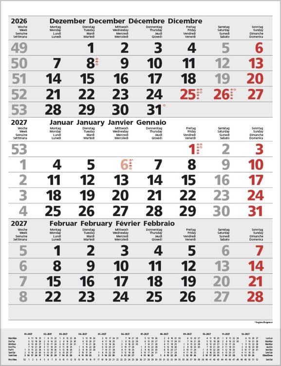 Produktbild: 3-Monats-Planer Comfort Grau 2027