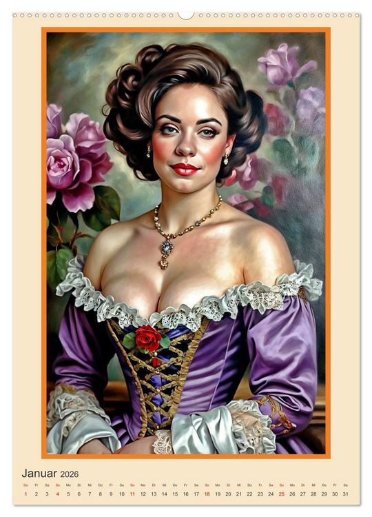 Produktbild: Portr&auml;tgalerie, Frauen in Barockkost&uuml;men (hochwertiger Premium Wandkalender 2026 DIN A2 hoch), Kunstdruck in Hochglanz