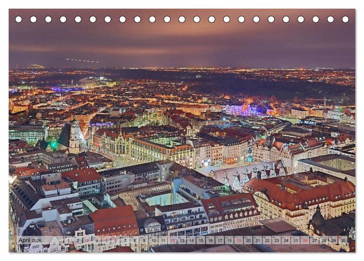 Produktbild: Leipzig - Fotografiert bei Nacht von Michael Allmaier (Tischkalender 2026 DIN A5 quer), CALVENDO Monatskalender