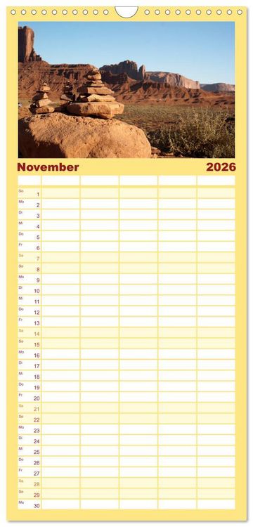 Produktbild: Familienplaner 2026 - Monument Valley mit 5 Spalten (Wandkalender, 21 x 45 cm) CALVENDO
