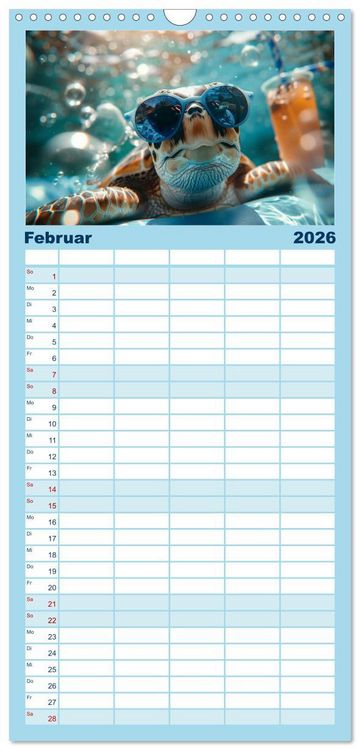 Produktbild: Familienplaner 2026 - Hei&szlig;er Sommer mit 5 Spalten (Wandkalender, 21 x 45 cm) CALVENDO