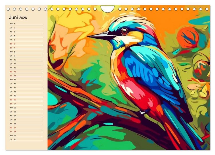 Produktbild: Kunterbunte V&ouml;gel (Wandkalender 2026 DIN A4 quer), CALVENDO Monatskalender
