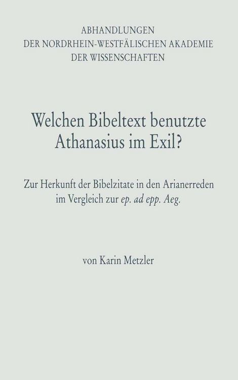 Produktbild: Welchen Bibeltext benutzte Athanasius im Exil?