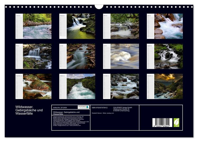 Produktbild: Wildwasser. Gebirgsb&auml;che und Wasserf&auml;lle (Wandkalender 2026 DIN A3 quer), CALVENDO Monatskalender