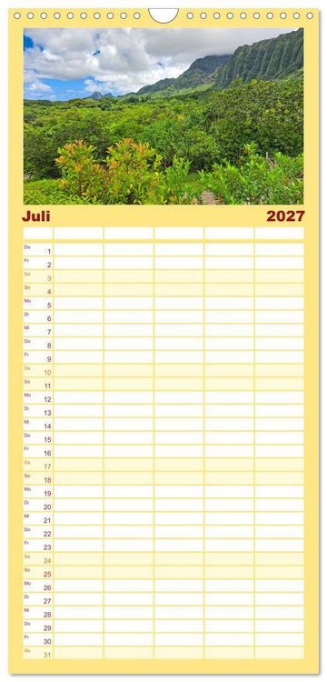 Produktbild: Familienplaner 2027 - Hawaii - Eindr&uuml;cke von Big Island, Kauai & Oahu mit 5 Spalten (Wandkalender, 21 x 45 cm) CALVENDO