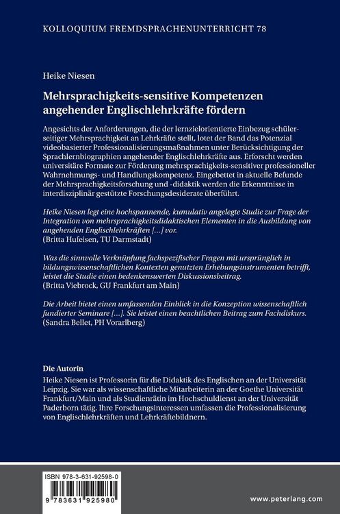Produktbild: Mehrsprachigkeits-sensitive Kompetenzen angehender Englischlehrkr&auml;fte f&ouml;rdern