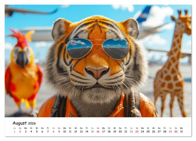 Produktbild: Lustige Tierreisen - Bunter Spa&szlig; f&uuml;r Kinder (Wandkalender 2026 DIN A3 quer), CALVENDO Monatskalender
