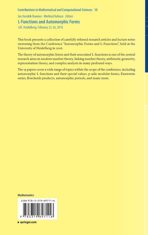 Produktbild: L-Functions and Automorphic Forms