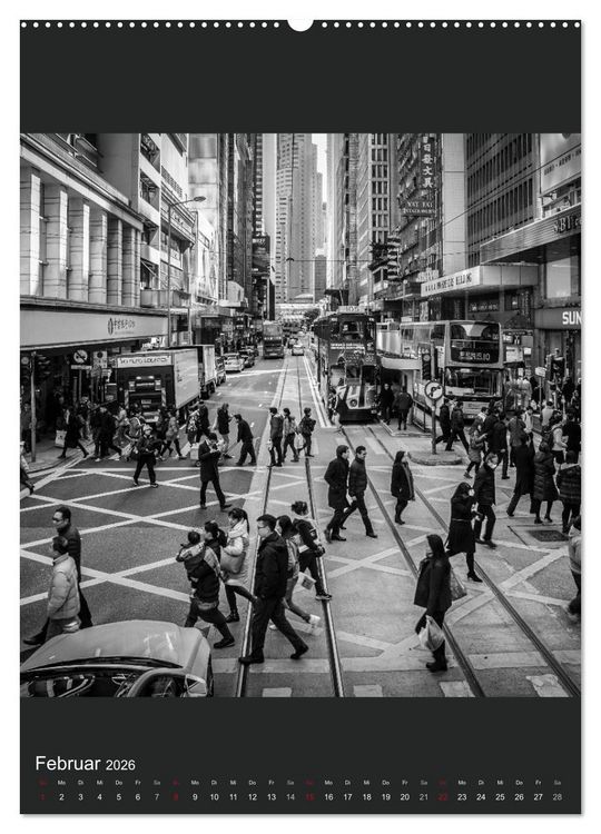 Produktbild: Hongkong schwarzwei&szlig; (hochwertiger Premium Wandkalender 2026 DIN A2 hoch), Kunstdruck in Hochglanz