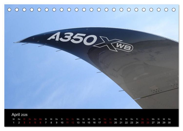 Produktbild: Airbus A350 Hautnah (Tischkalender 2026 DIN A5 quer), CALVENDO Monatskalender