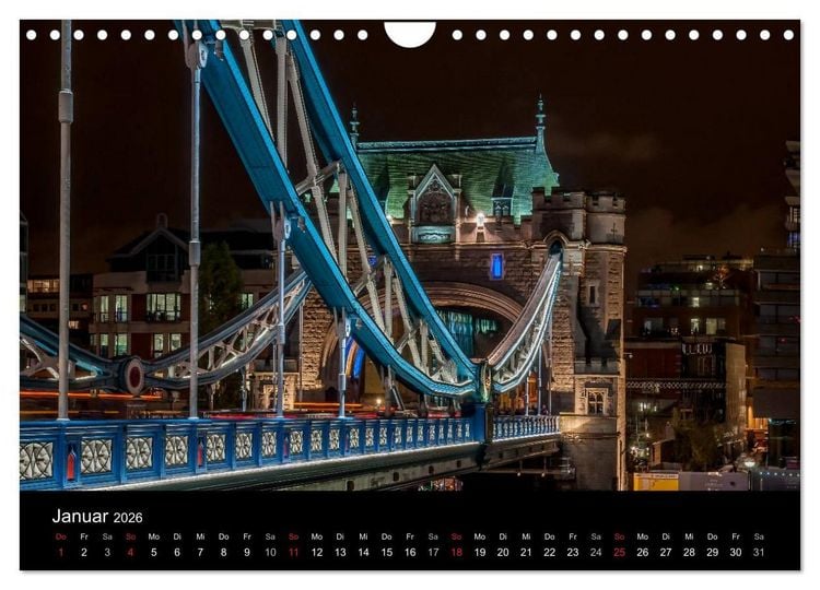 Produktbild: London - Nachts an der Themse (Wandkalender 2026 DIN A4 quer), CALVENDO Monatskalender