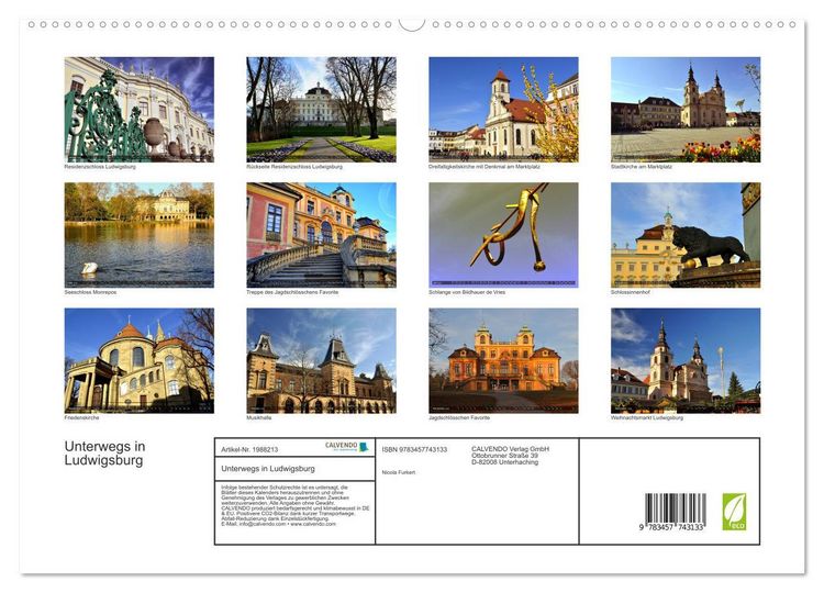 Produktbild: Unterwegs in Ludwigsburg (hochwertiger Premium Wandkalender 2026 DIN A2 quer), Kunstdruck in Hochglanz
