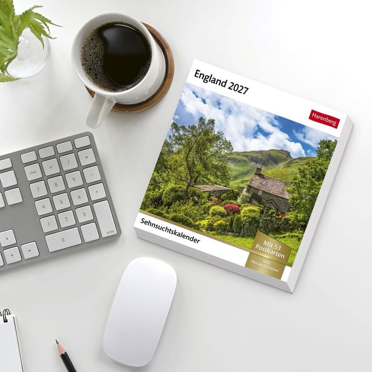 Produktbild: England Sehnsuchtskalender 2027 - Wochenkalender mit 53 Postkarten