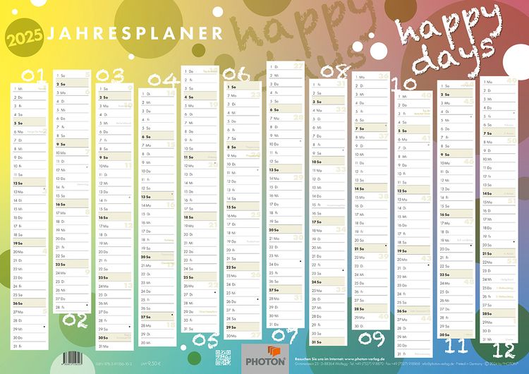 Produktbild: Jahresplaner "HAPPY DAYS" Kalender 2025