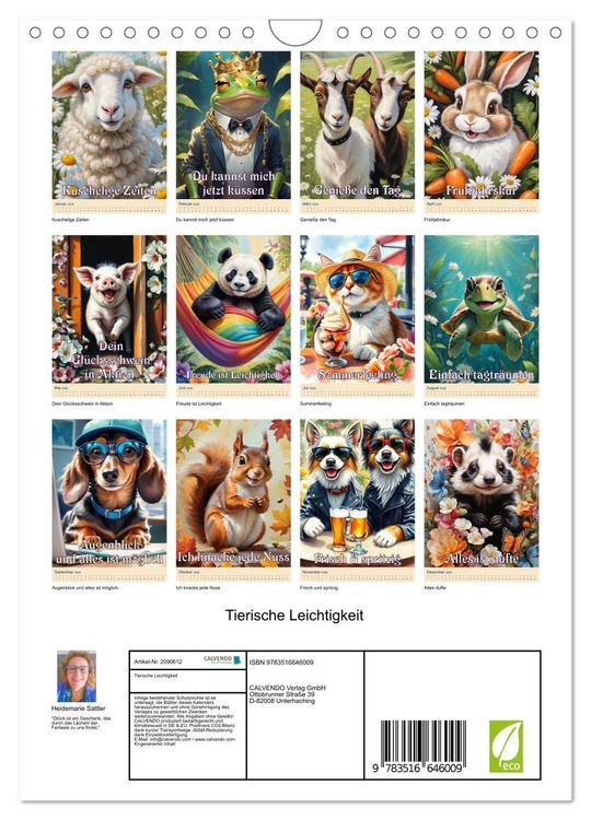 Produktbild: Tierische Leichtigkeit (Wandkalender 2026 DIN A4 hoch), CALVENDO Monatskalender