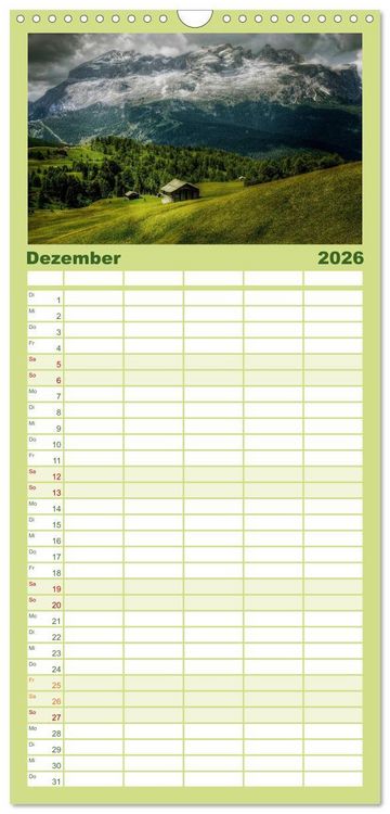 Produktbild: Familienplaner 2026 - S&uuml;dtirol - Gr&ouml;den und Alta Badia mit 5 Spalten (Wandkalender, 21 x 45 cm) CALVENDO