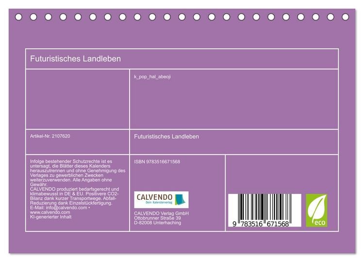 Produktbild: Futuristisches Landleben (Tischkalender 2026 DIN A5 quer), CALVENDO Monatskalender