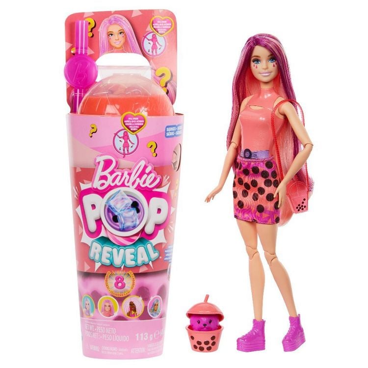 Produktbild: Barbie Pop Reveal Bubble Tea Serie Puppe und Zubehör-Set mit duftender Mango-Mochi-Modepuppe