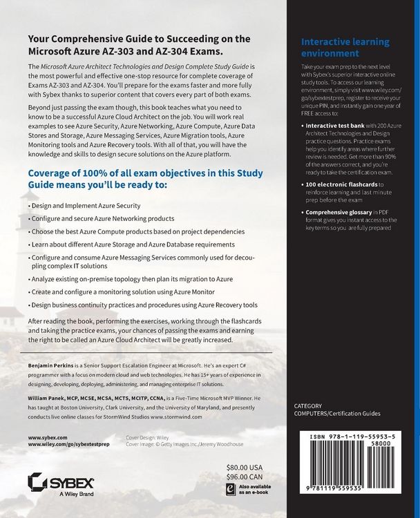 Produktbild: Microsoft Azure Architect Technologies and Design Complete Study Guide