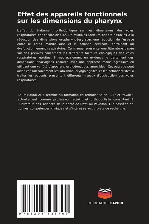 Produktbild: Effet des appareils fonctionnels sur les dimensions du pharynx