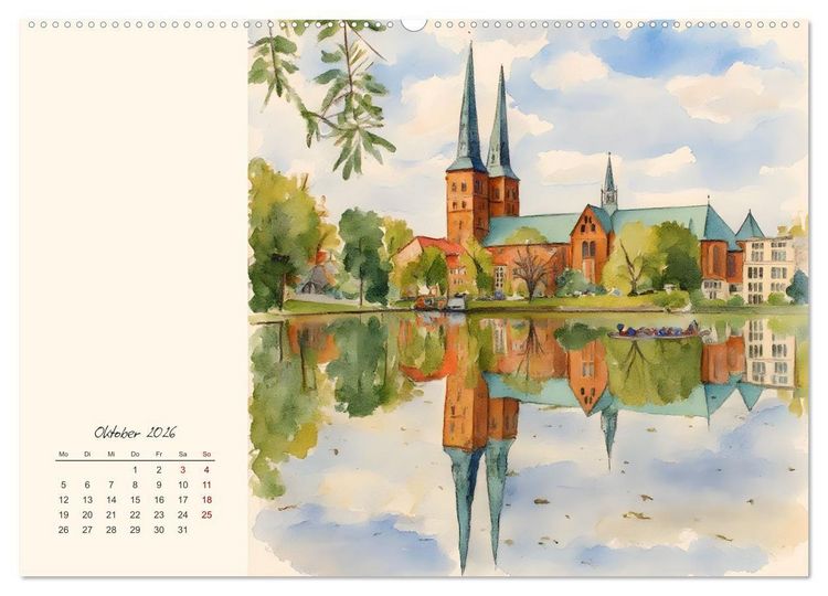 Produktbild: Historische Hansestadt L&uuml;beck (Wandkalender 2026 DIN A2 quer), CALVENDO Monatskalender