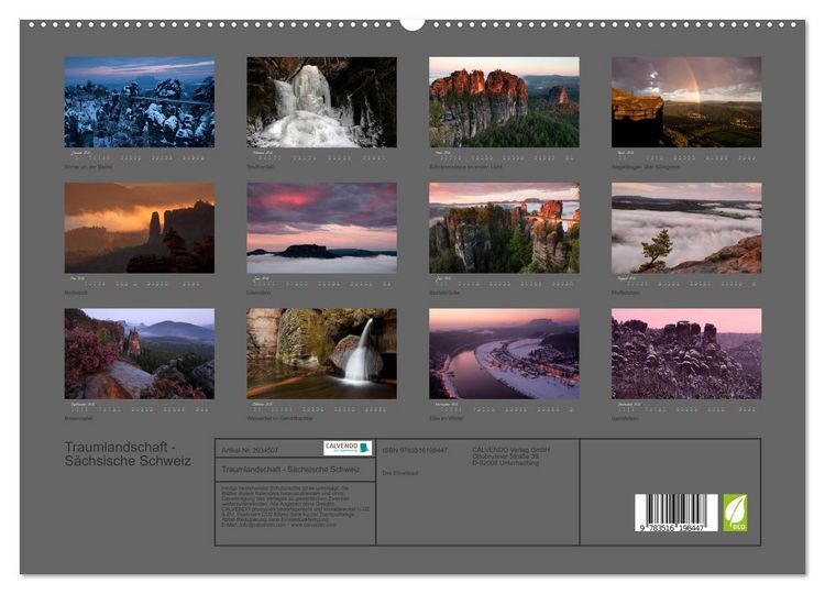 Produktbild: Traumlandschaft - S&auml;chsische Schweiz (hochwertiger Premium Wandkalender 2026 DIN A2 quer), Kunstdruck in Hochglanz
