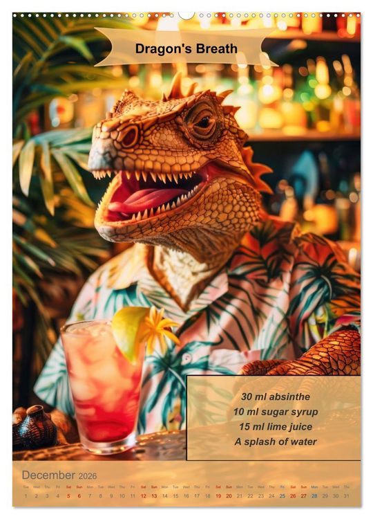 Produktbild: Animal cocktail creations for bartenders (High Quality Premium Wall Calendar 2026 DIN A2 portrait),CALVENDO 12 Month Wall Calendar