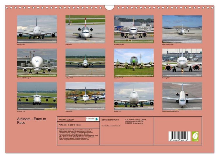 Produktbild: Airliners - Face to Face (Wandkalender 2027 DIN A3 quer), CALVENDO Monatskalender
