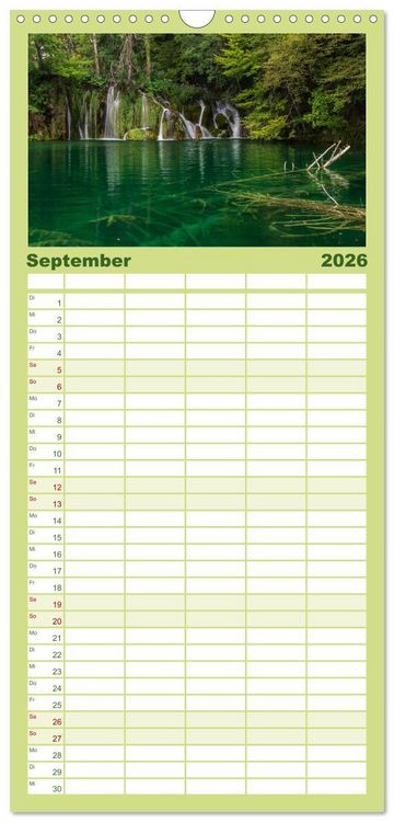 Produktbild: Familienplaner 2026 - Naturwunder Plitvicer Seen mit 5 Spalten (Wandkalender, 21 x 45 cm) CALVENDO