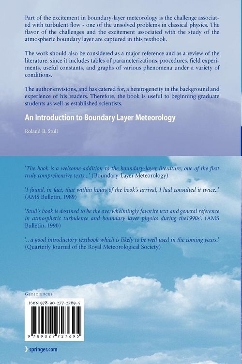 Produktbild: An Introduction to Boundary Layer Meteorology