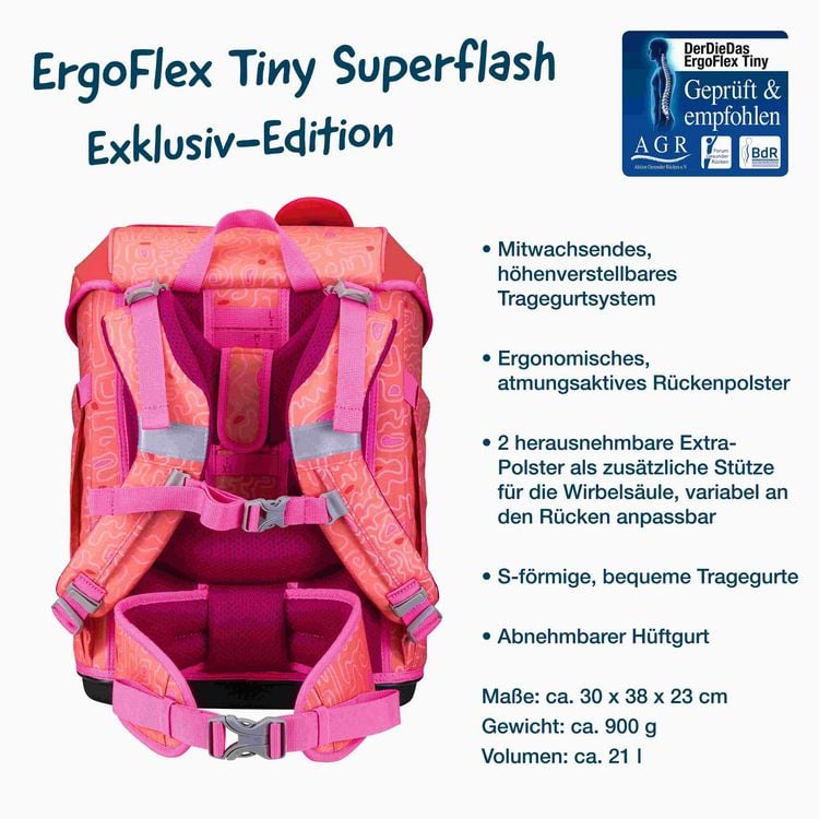 Produktbild: DerDieDas Schulranzen Set ErgoFlex Tiny Superflash, Schulranzen Set, 5tlg, Coral Reef