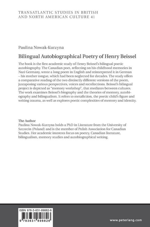 Produktbild: Bilingual Autobiographical Poetry of Henry Beissel