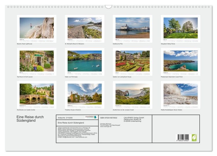 Produktbild: Eine Reise durch S&uuml;dengland (Wandkalender 2026 DIN A2 quer), CALVENDO Monatskalender