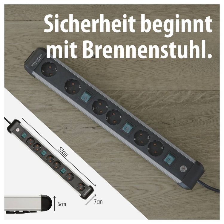 Produktbild: Brennenstuhl 1391030601 Steckdosenleiste mit Schalter Silber-Schwarz Schutzkontakt 1 St.