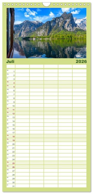 Produktbild: Familienplaner 2026 - Urlaub im Berchtesgadener Land mit 5 Spalten (Wandkalender, 21 x 45 cm) CALVENDO