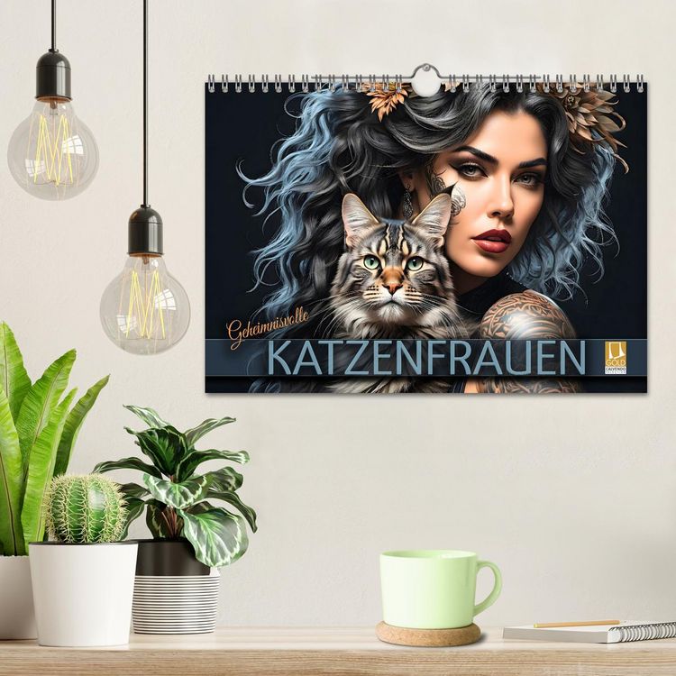 Produktbild: Geheimnisvolle Katzenfrauen (Wandkalender 2026 DIN A4 quer), CALVENDO Monatskalender