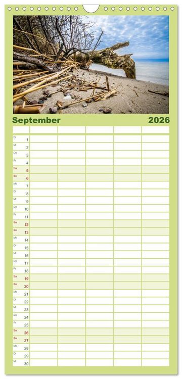 Produktbild: Familienplaner 2026 - Bezauberndes Usedom mit 5 Spalten (Wandkalender, 21 x 45 cm) CALVENDO