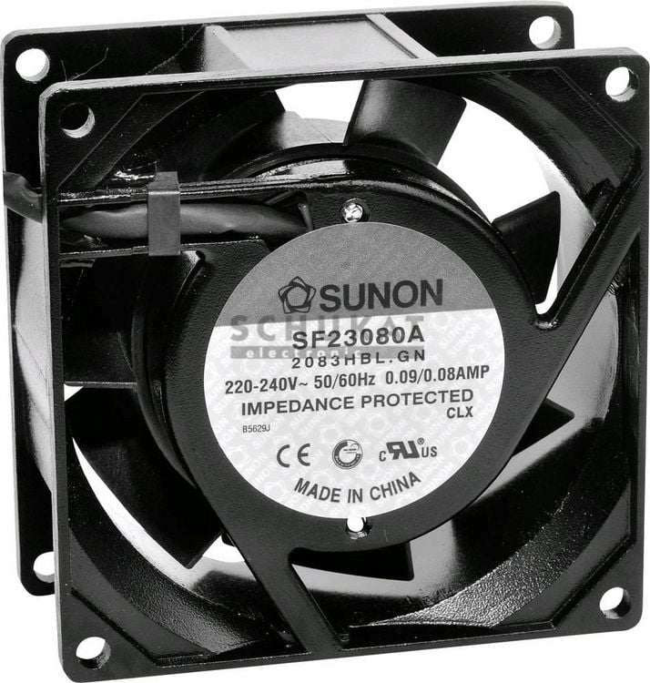 Produktbild: Sunon SF23080A2083HSL Axiall&uuml;fter 230 V/AC 39.07 m&sup3;/h (L x B x H) 80 x 80 x 38mm