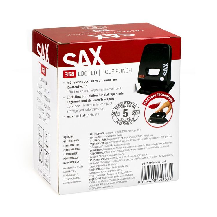 Produktbild: SAX 358 EasyPro Locher M, 30 Blatt, schwarz