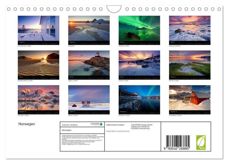 Produktbild: Norwegen (Wandkalender 2026 DIN A4 quer), CALVENDO Monatskalender