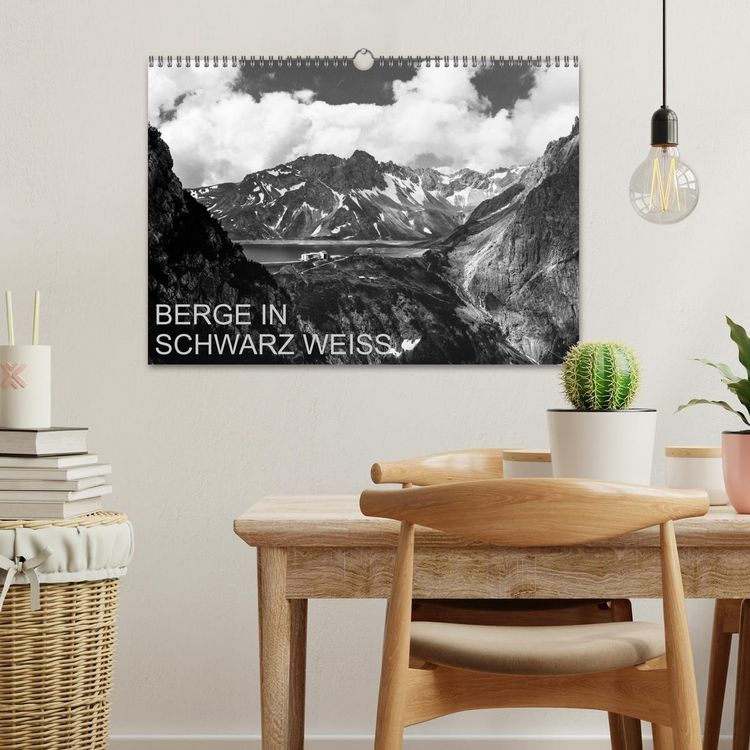 Produktbild: BERGE IN SCHWARZ WEISS (Wandkalender 2026 DIN A3 quer), CALVENDO Monatskalender