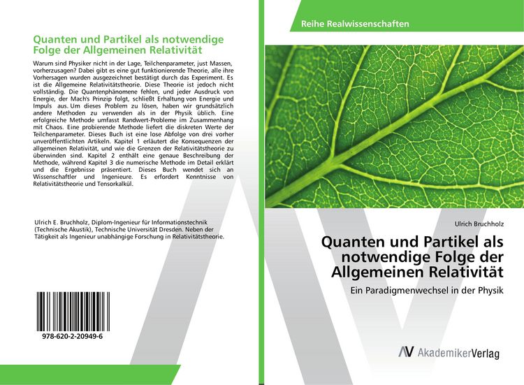 Produktbild: Quanten und Partikel als notwendige Folge der Allgemeinen Relativit&auml;t