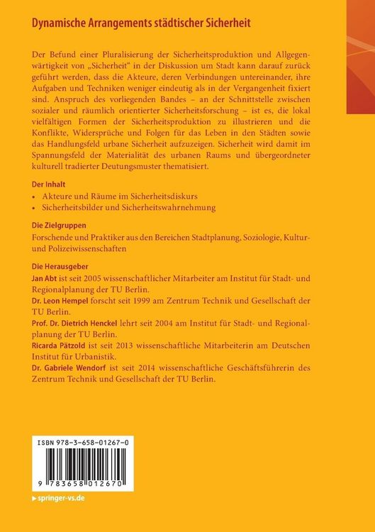 Produktbild: Dynamische Arrangements st&auml;dtischer Sicherheit